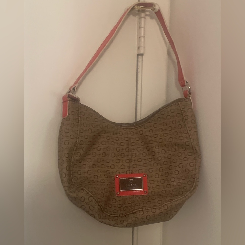 Guess Brown Shoulder Bag-Coral Strap